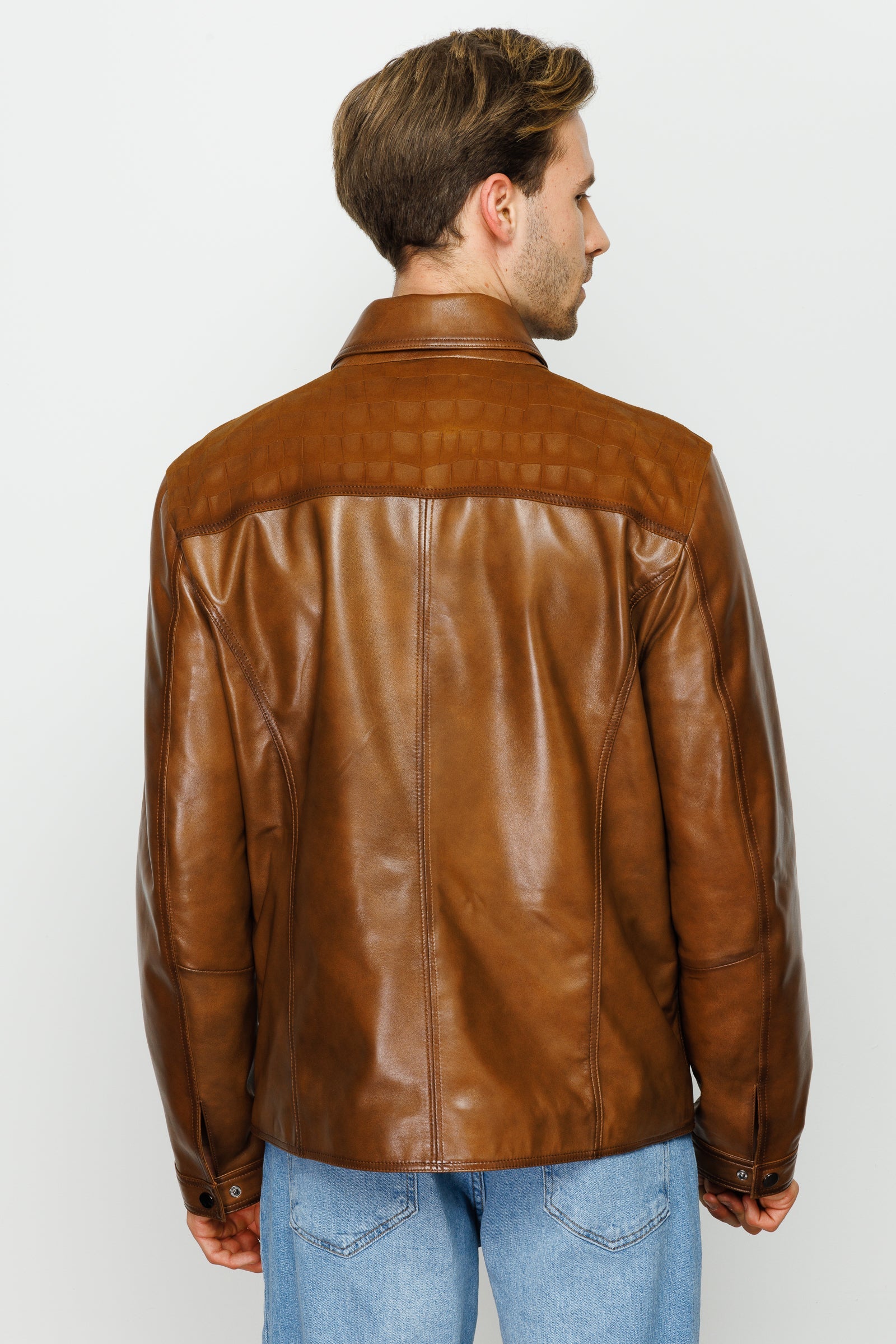 Vinci Leather Shoes The Emerson Tan Leather Men Jacket