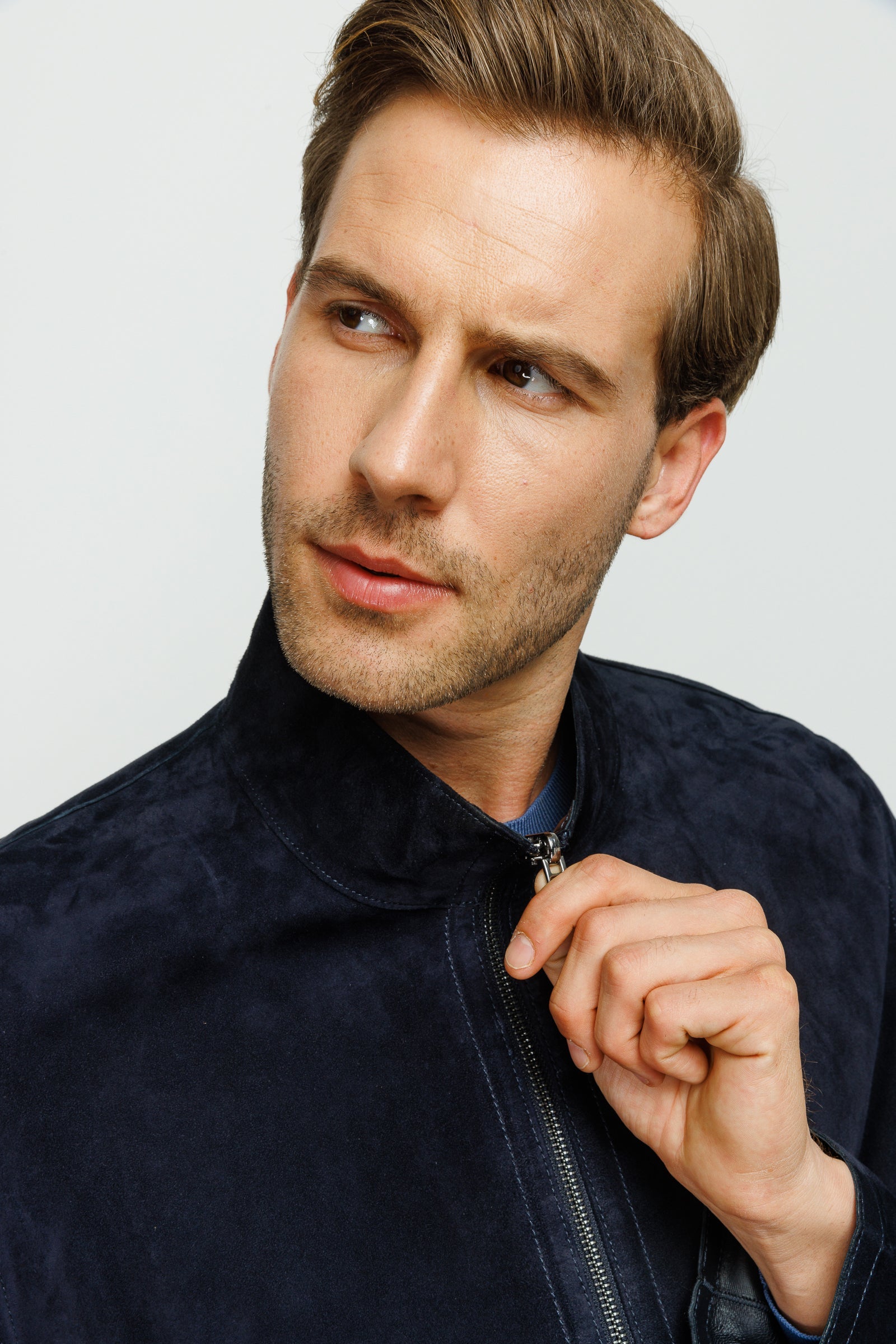 Vinci Leather Shoes The Alba Navy Leather Men  Jacket