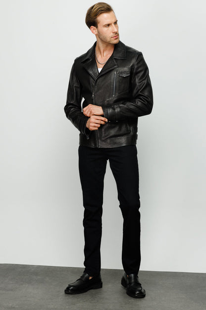 The Monola Black Leather Men Jacket