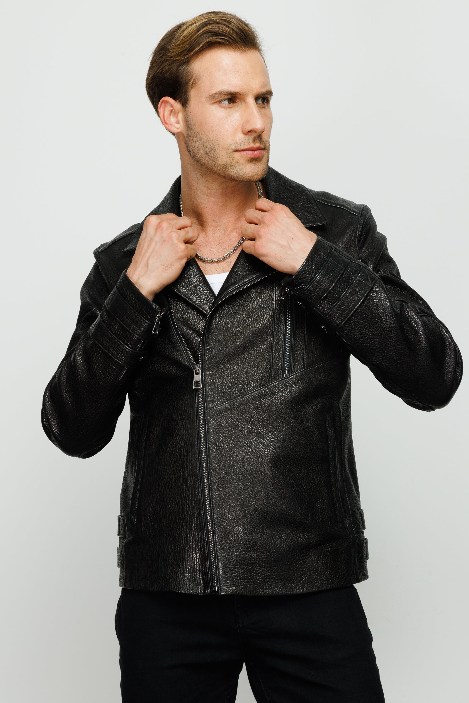 The Monola Black Leather Men Jacket