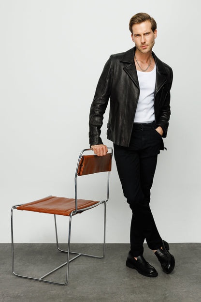 The Monola Black Leather Men Jacket