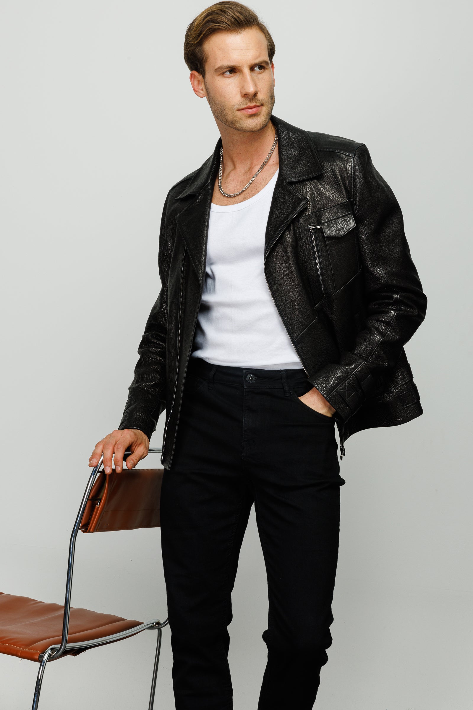 The Monola Black Leather Men Jacket