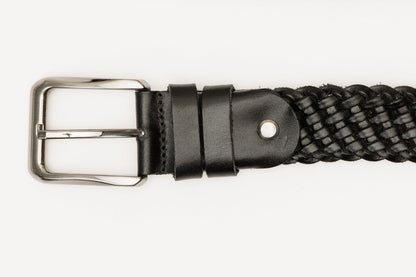 The Grand Woven Black Color Leather Belt