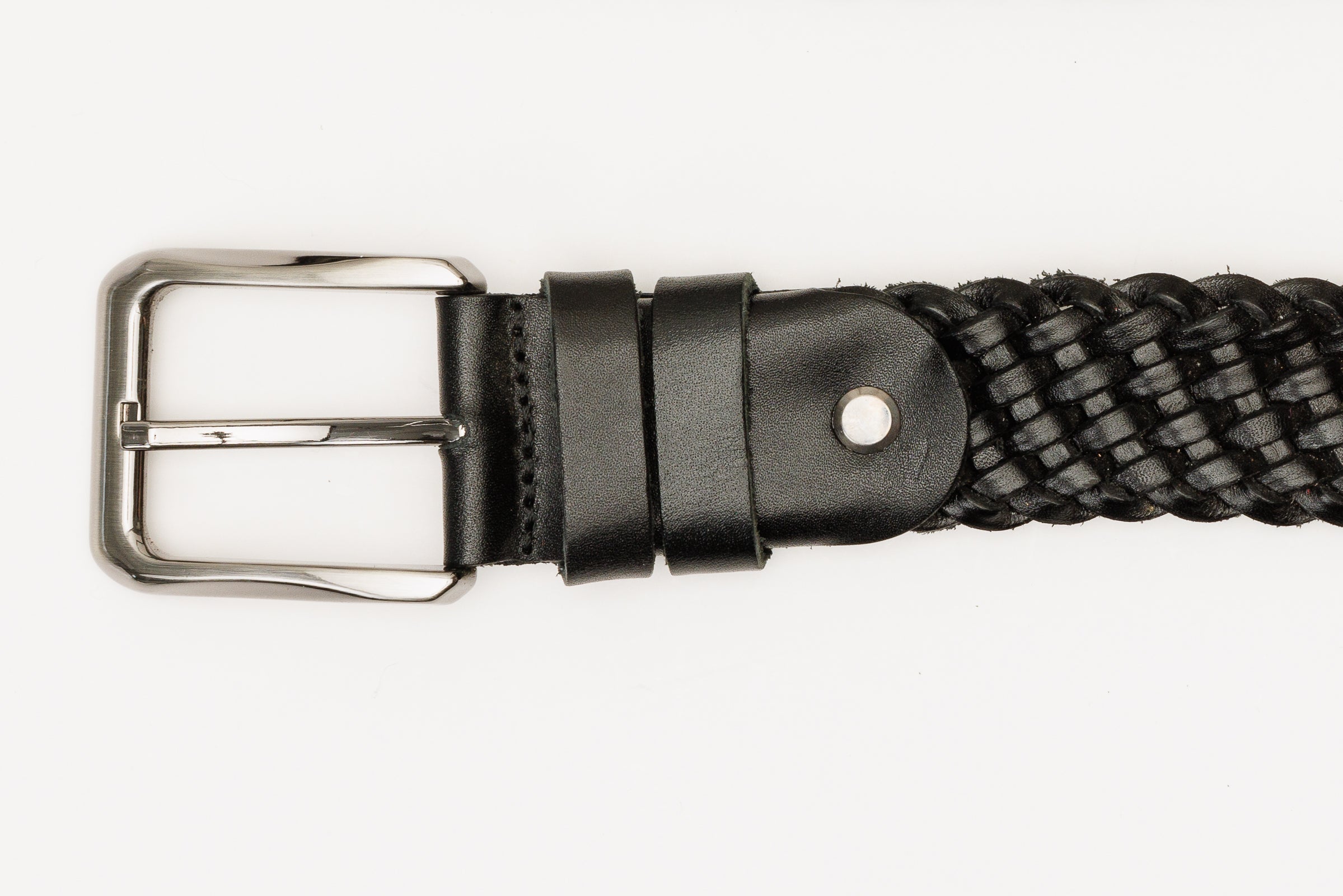 The Mclean Woven Black Leather Belt