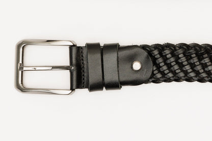 The Mclean Woven Black Leather Belt