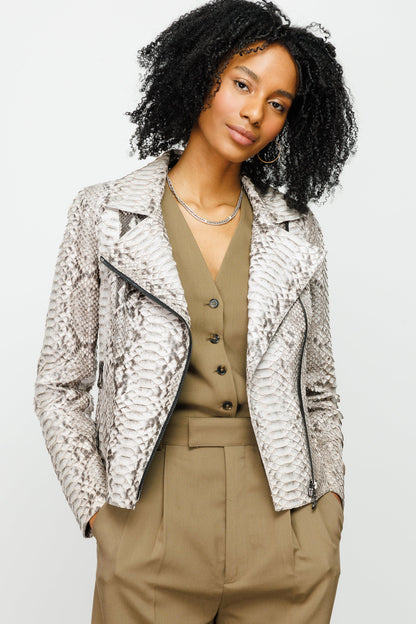 The Queen Pythn Leather Naturel Color Skin Women Jacket