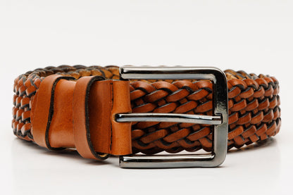 The Mclean Woven Brown Leather Belt