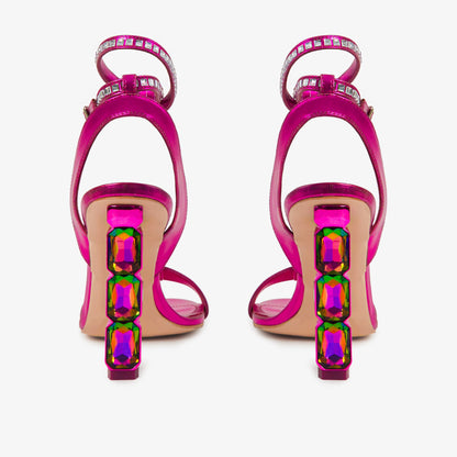 The Torola Fuchsia Stony Heel Leather Women Sandal Final Sale!