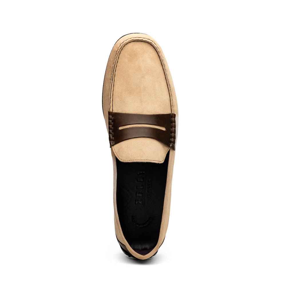 36 - 300 - Bon Monza Sueded Italian Calfskin Driver Bone / Chestnut by Zelli Italia – Don't Panic Shoes