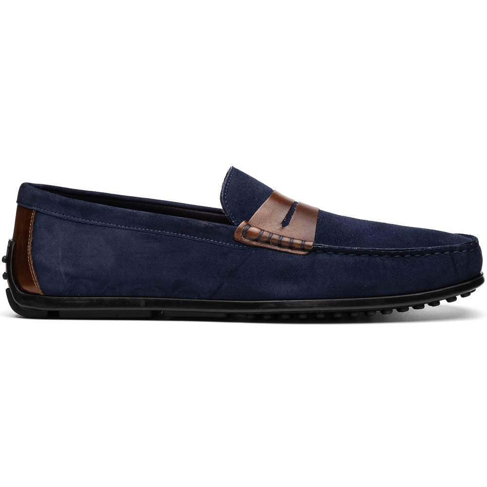 36 - 300 - Nvy Monza Sueded Italian Calfskin Driver Navy / Chestnut by Zelli Italia – Don't Panic Shoes