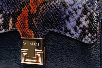 The Venezia Navy Blue Leather Handbag