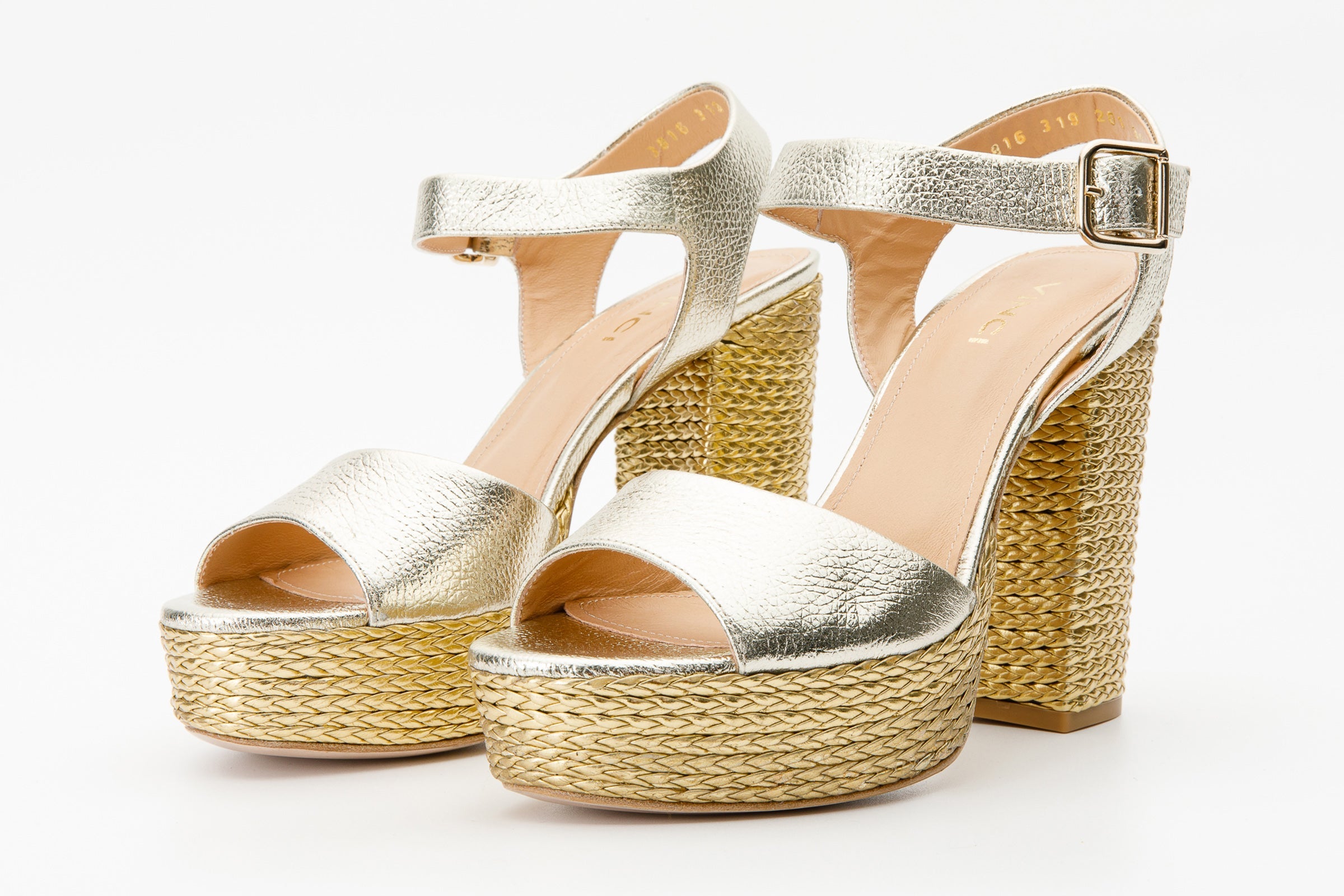 The Tampico Platform Heel Gold Leather Women Sandal