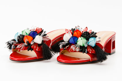 The Vigo Red Leather Block Heel Women Sandal