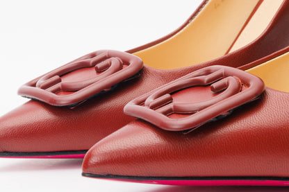 Vinci Leather Shoes The Maneadero Dark Red Leather Pump Fuchsia Sole Women Shoe