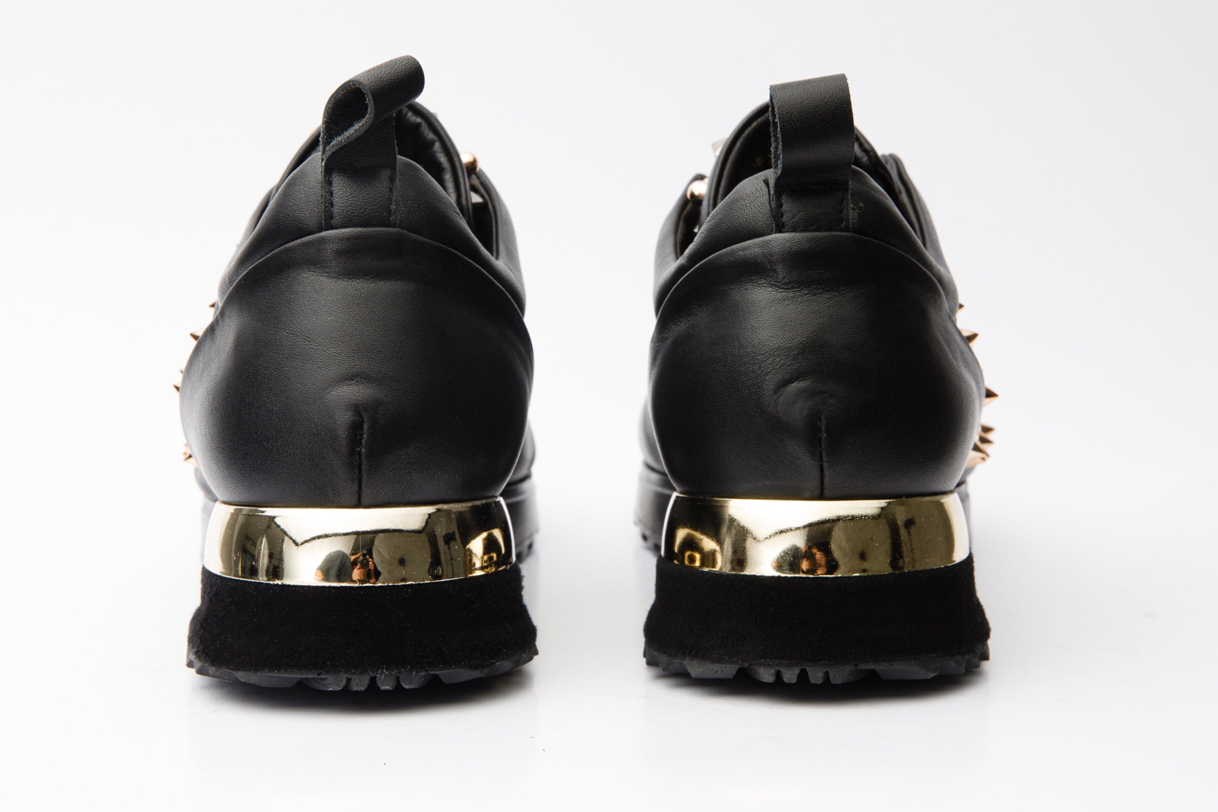 Vinci Leather Shoes The Infanta Black Spike Leather Women Sneaker Limited Edition