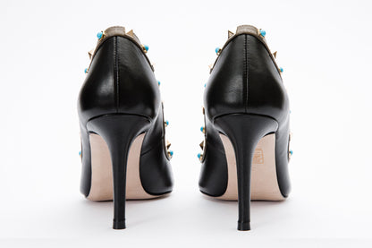 The Tikapur Black Leather Pump Women Shoe Final Sale!