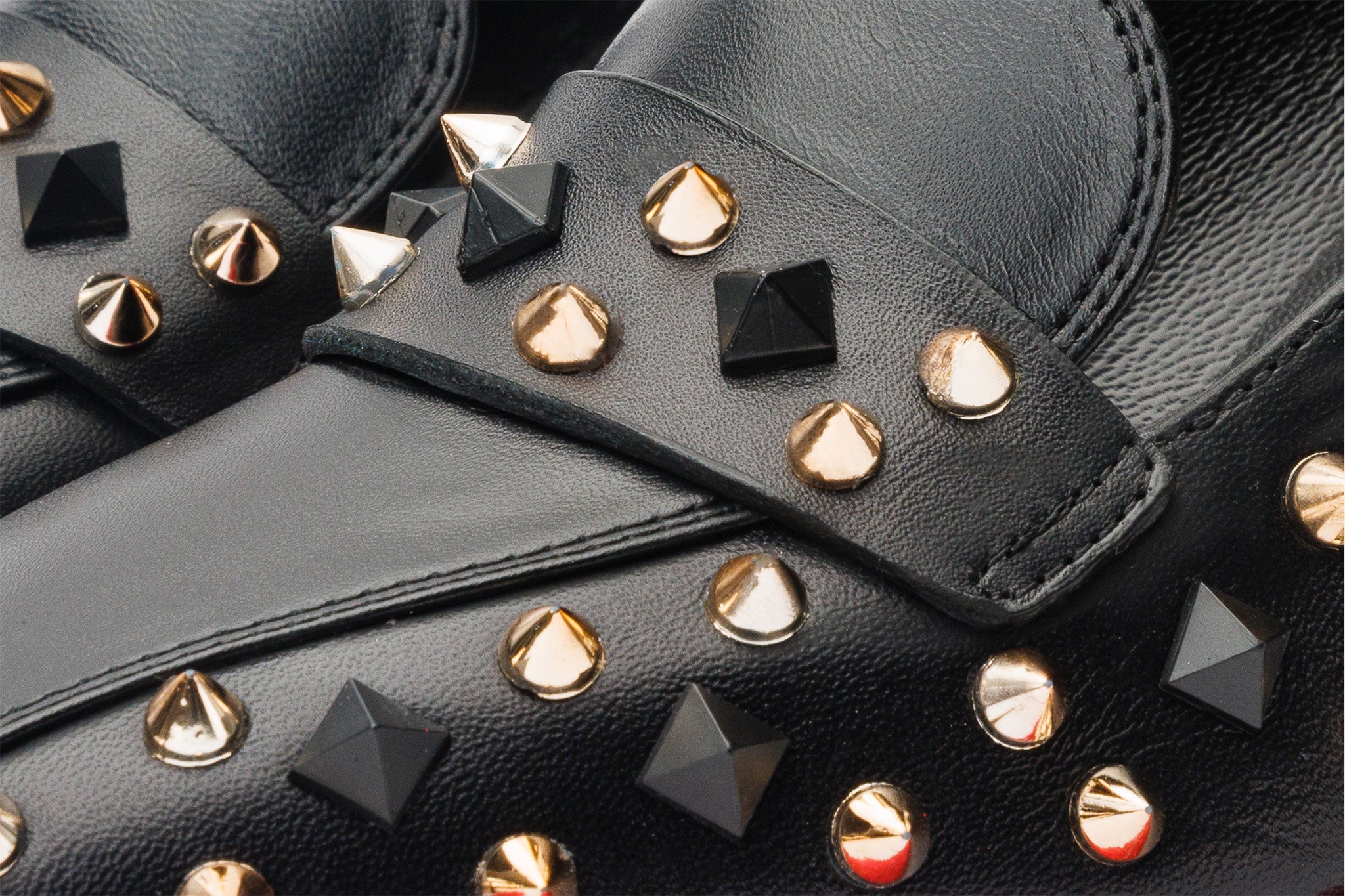 The Infanta Black Spike Leather Block Heel Pump Women Shoe