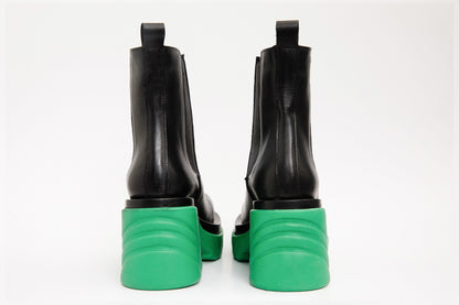 The Olga Black & Green Leather Mid Calf Women Boot Final Sale!