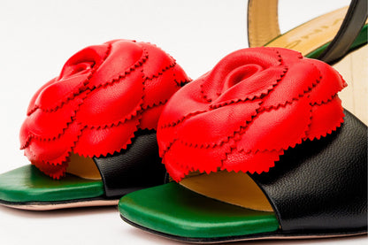 The Salerno Black Leather Women Sandal