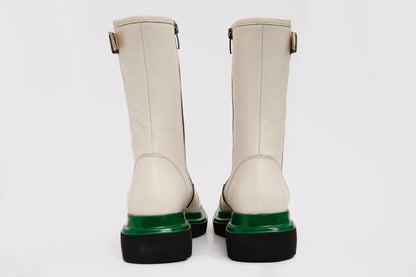 The Yako Cream Leather Mid Calf Women Boot Final Sale!