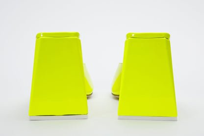 The Butterfly Block Heel Neon Yellow Patent Leather Sandal Final Sale!