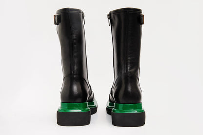 The Yako Black Leather Mid Calf Women Boot Final Sale!