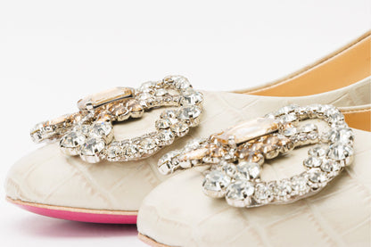 The Foggia Beige Leather Block Heel Pump Women Shoe