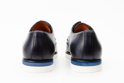 The Molise Navy Blue Wingtip Semi Brogue Derby Men Shoe  Final Sale!