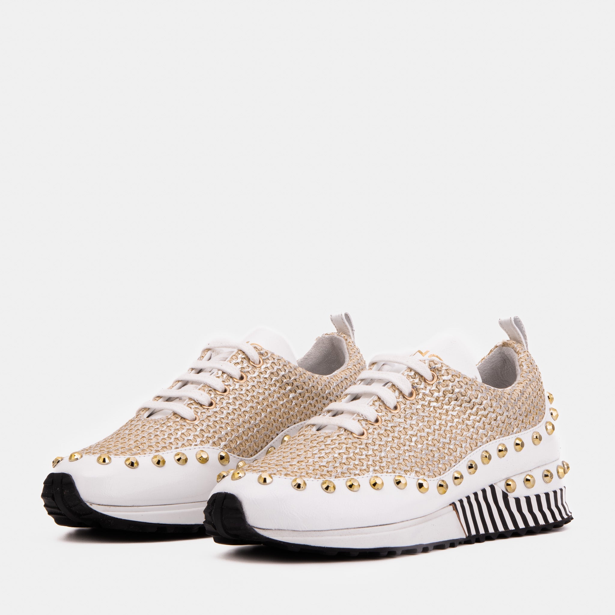 Vinci Leather Shoes The Aurelia Gold Woven Leather Women Sneaker