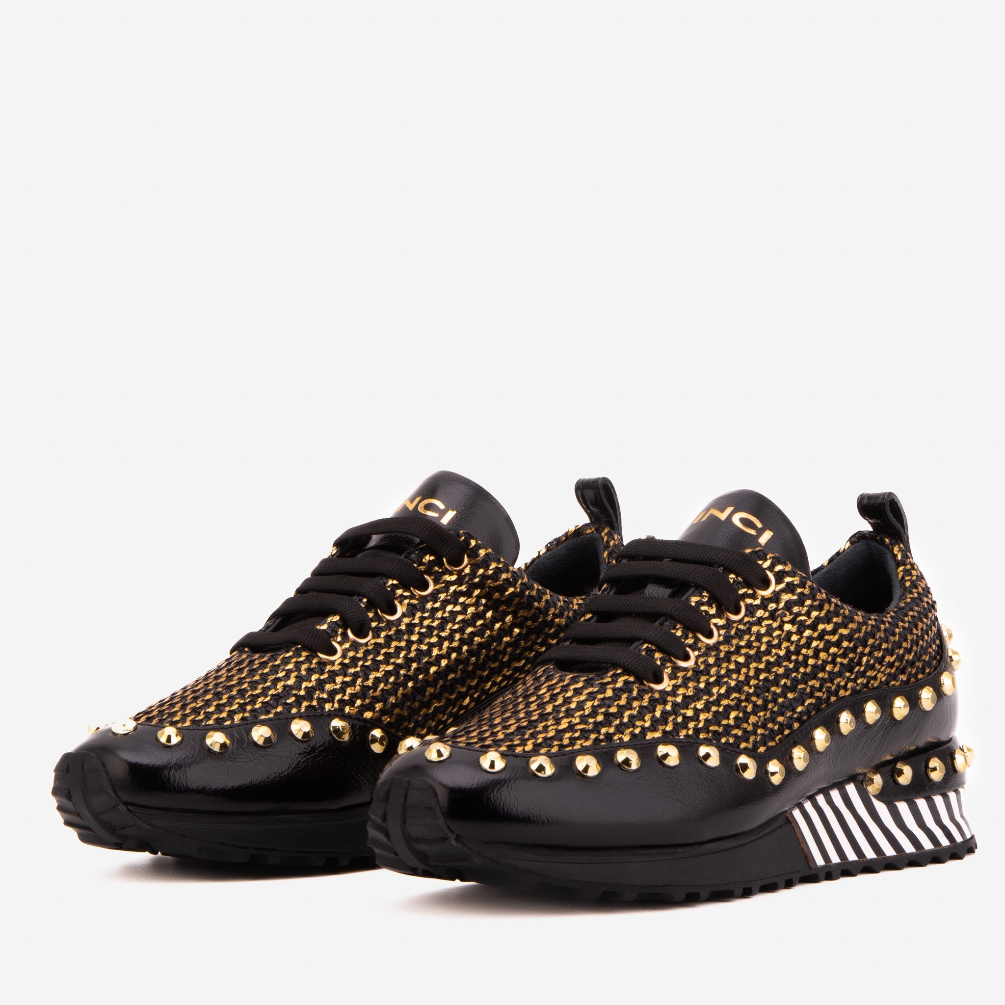 Vinci Leather Shoes The Aurelia Gold Woven Leather Women Sneaker