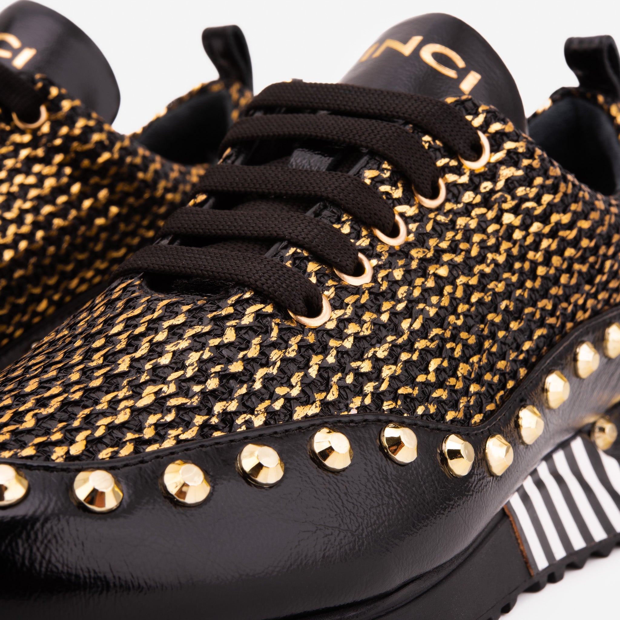 Vinci Leather Shoes The Aurelia Gold Woven Leather Women Sneaker