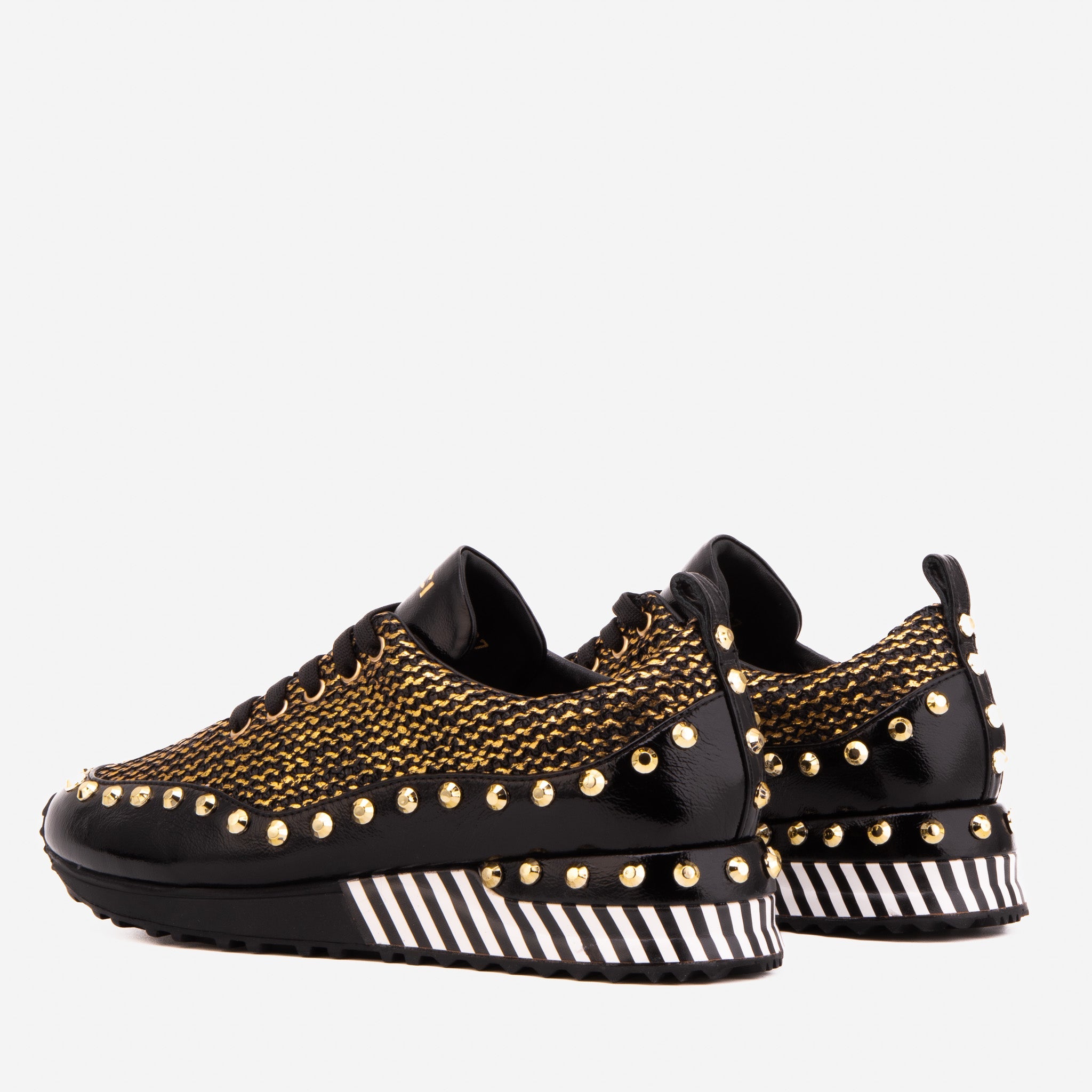 Vinci Leather Shoes The Aurelia Gold Woven Leather Women Sneaker