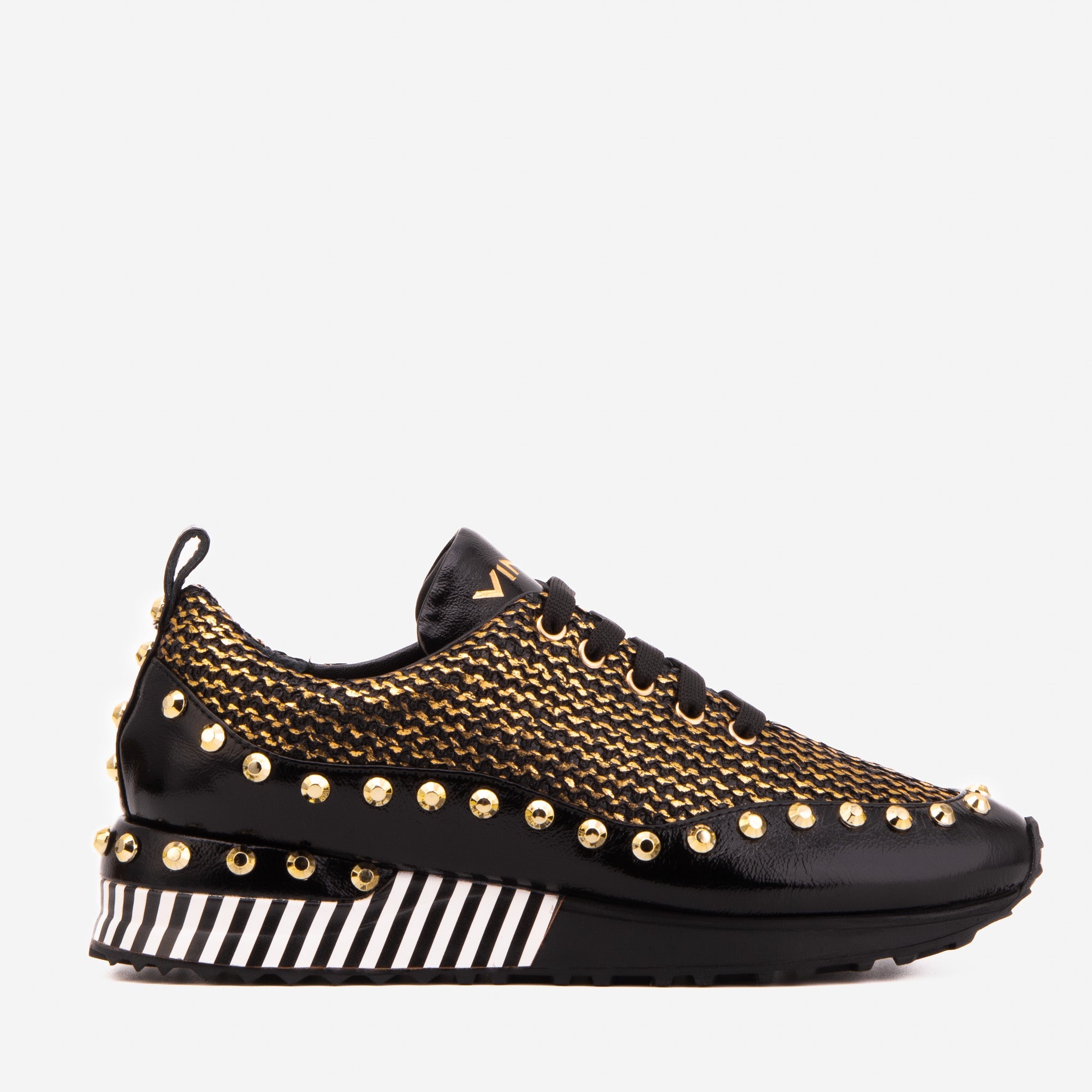 Vinci Leather Shoes The Aurelia Gold Woven Leather Women Sneaker