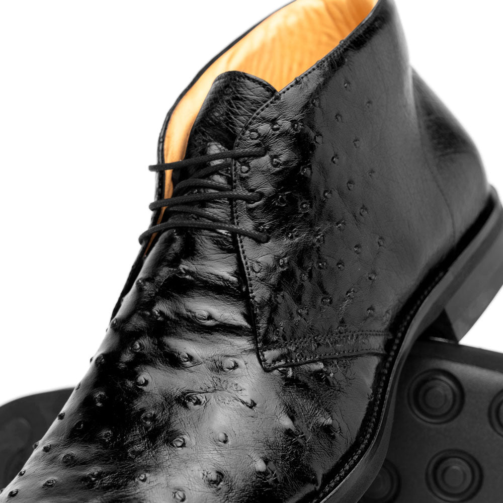 43 - 594 - Blk Marco Ostrich Quill Chukka Boot, Black Sale by Zelli Italia – Don't Panic Shoes