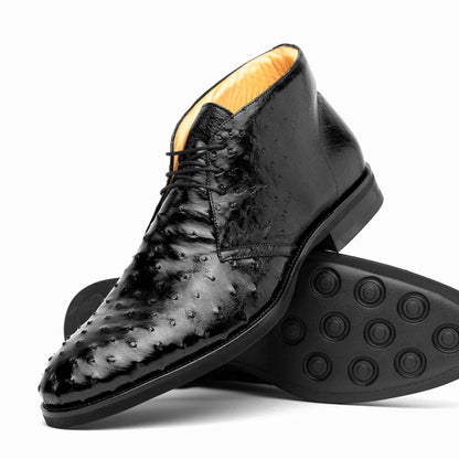 43 - 594 - Blk Marco Ostrich Quill Chukka Boot, Black Sale by Zelli Italia – Don't Panic Shoes