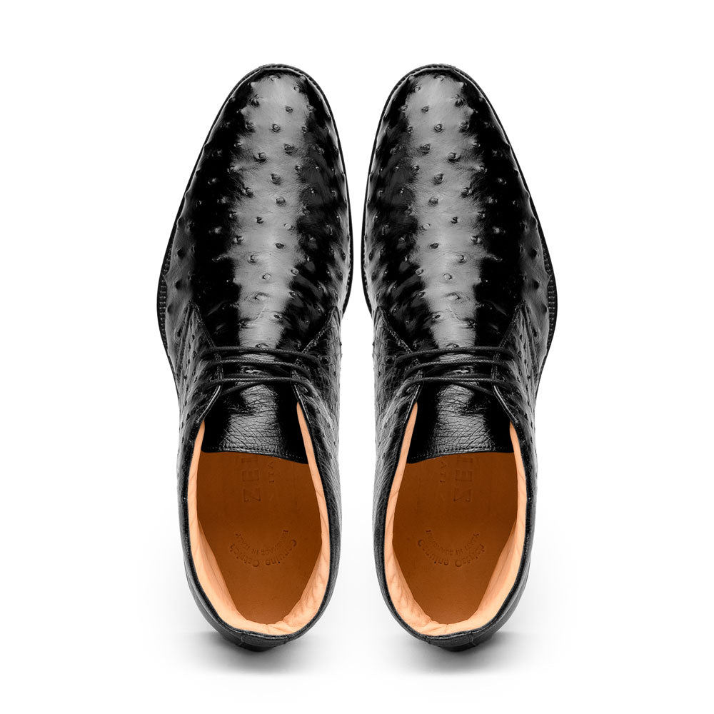 43 - 594 - Blk Marco Ostrich Quill Chukka Boot, Black Sale by Zelli Italia – Don't Panic Shoes