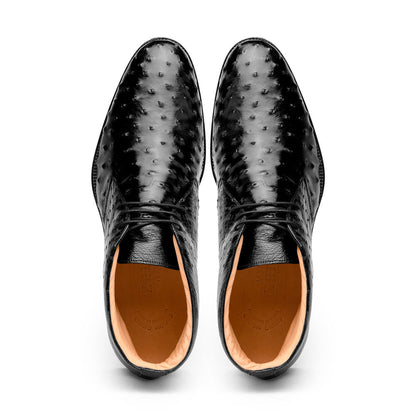 43 - 594 - Blk Marco Ostrich Quill Chukka Boot, Black Sale by Zelli Italia – Don't Panic Shoes