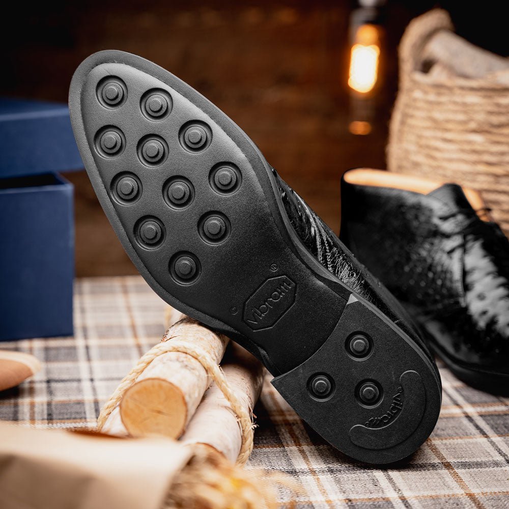 43 - 594 - Blk Marco Ostrich Quill Chukka Boot, Black Sale by Zelli Italia – Don't Panic Shoes