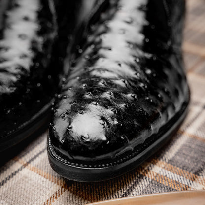 43 - 594 - Blk Marco Ostrich Quill Chukka Boot, Black Sale by Zelli Italia – Don't Panic Shoes