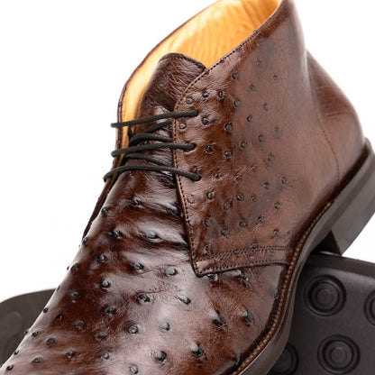 43 - 594 - Brn Marco Ostrich Quill Chukka Boot, Brown Shop by Zelli Italia – Don't Panic Shoes