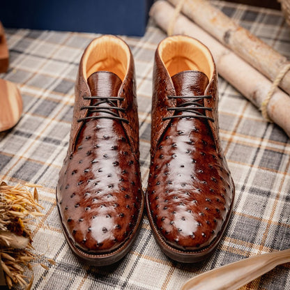 43 - 594 - Brn Marco Ostrich Quill Chukka Boot, Brown Shop by Zelli Italia – Don't Panic Shoes