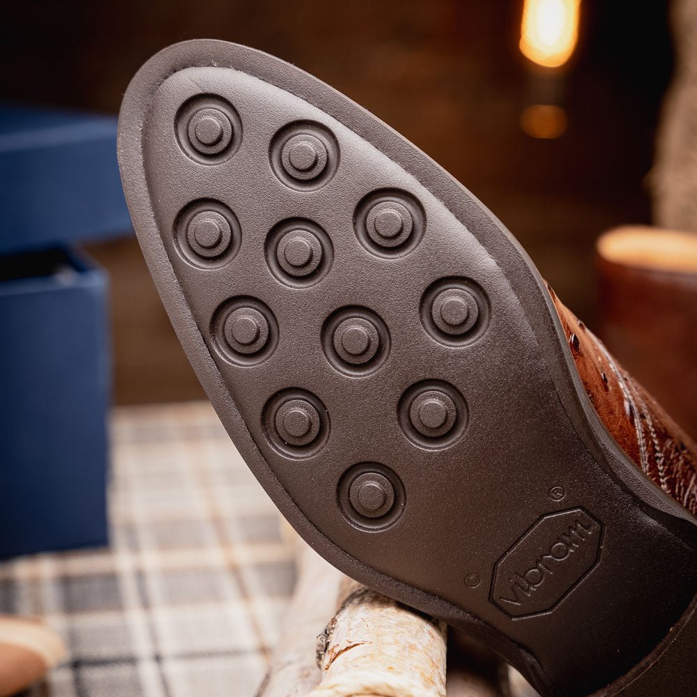 43 - 594 - Brn Marco Ostrich Quill Chukka Boot, Brown Shop by Zelli Italia – Don't Panic Shoes