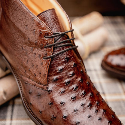 43 - 594 - Brn Marco Ostrich Quill Chukka Boot, Brown Shop by Zelli Italia – Don't Panic Shoes