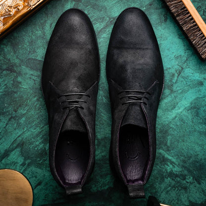 46 - 602 - Blk Rezza Suede Calfskin Chukka Boot Black Shop by Zelli Italia – Don't Panic Shoes