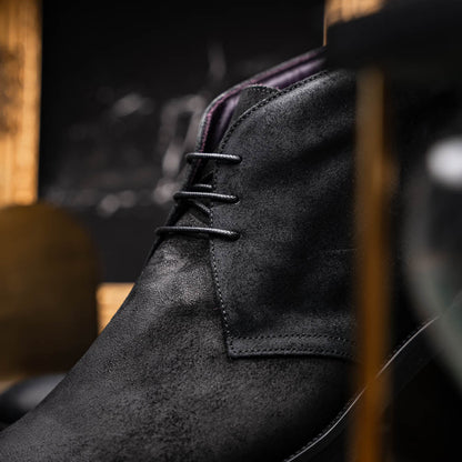 46 - 602 - Blk Rezza Suede Calfskin Chukka Boot Black Shop by Zelli Italia – Don't Panic Shoes