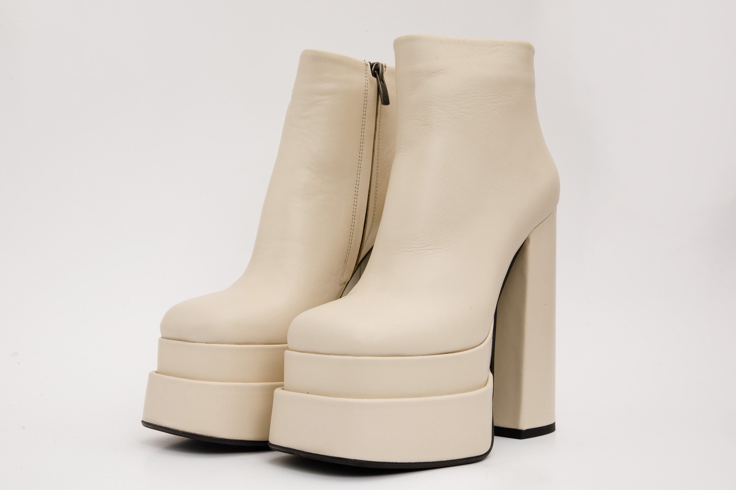 The Latino Cream Leather High Heel Women Boot Final Sale!