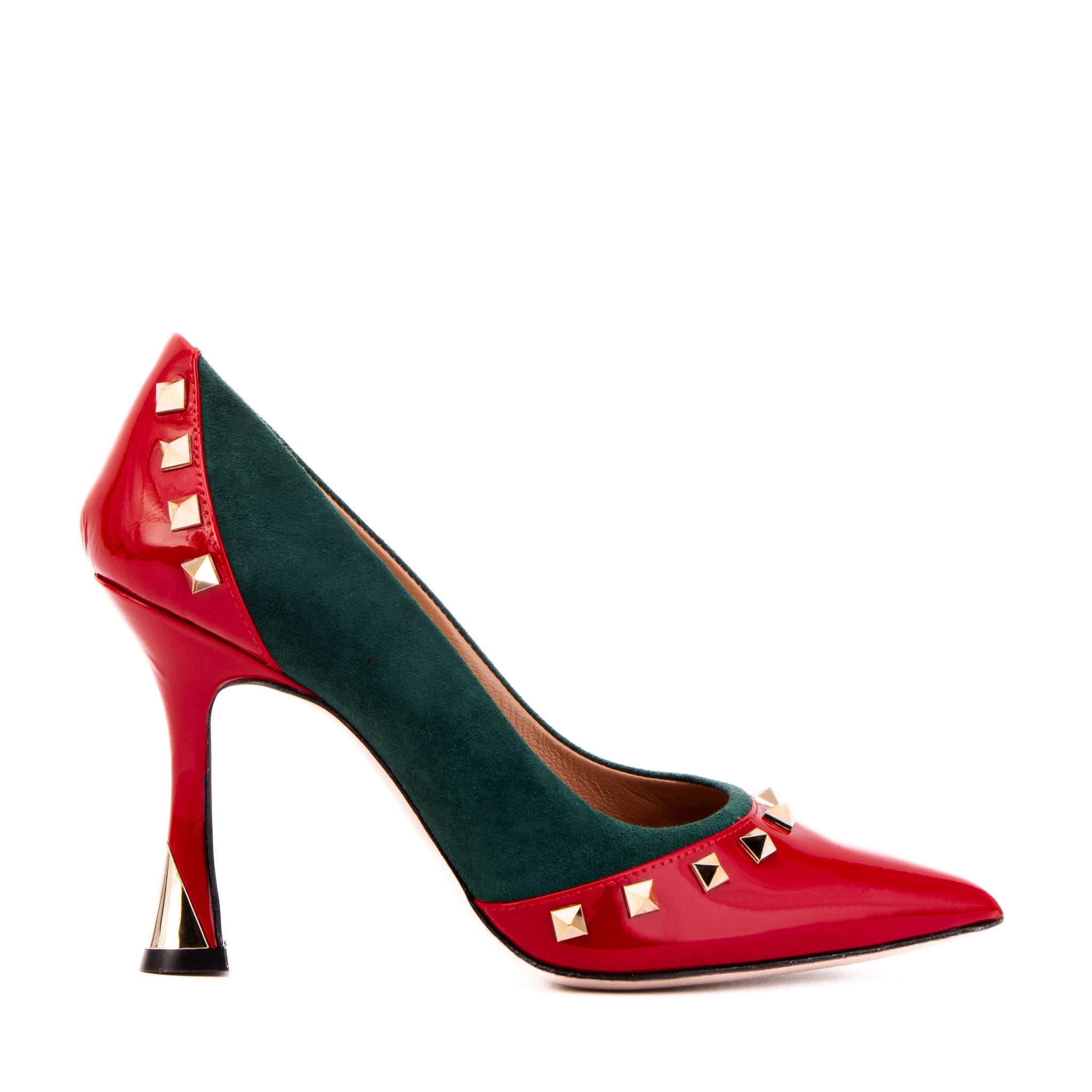 The Bella Vita Studded Red & Green Leather Pump Women Shoe