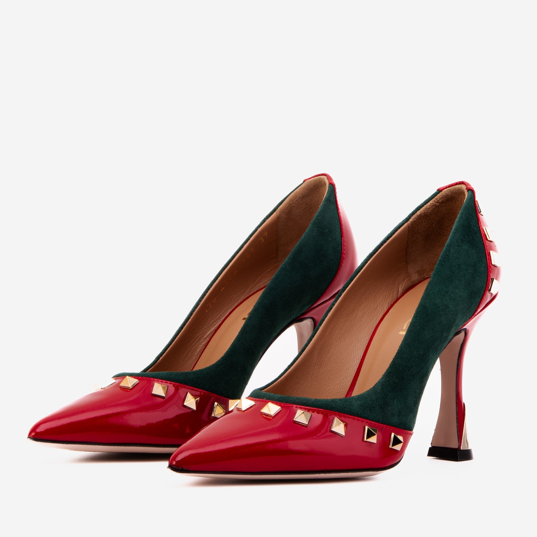 The Bella Vita Studded Red & Green Leather Pump Women Shoe