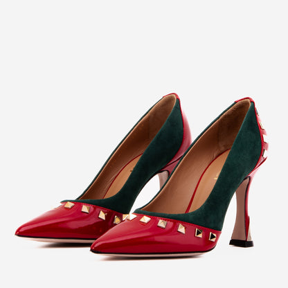 The Bella Vita Studded Red & Green Leather Pump Women Shoe