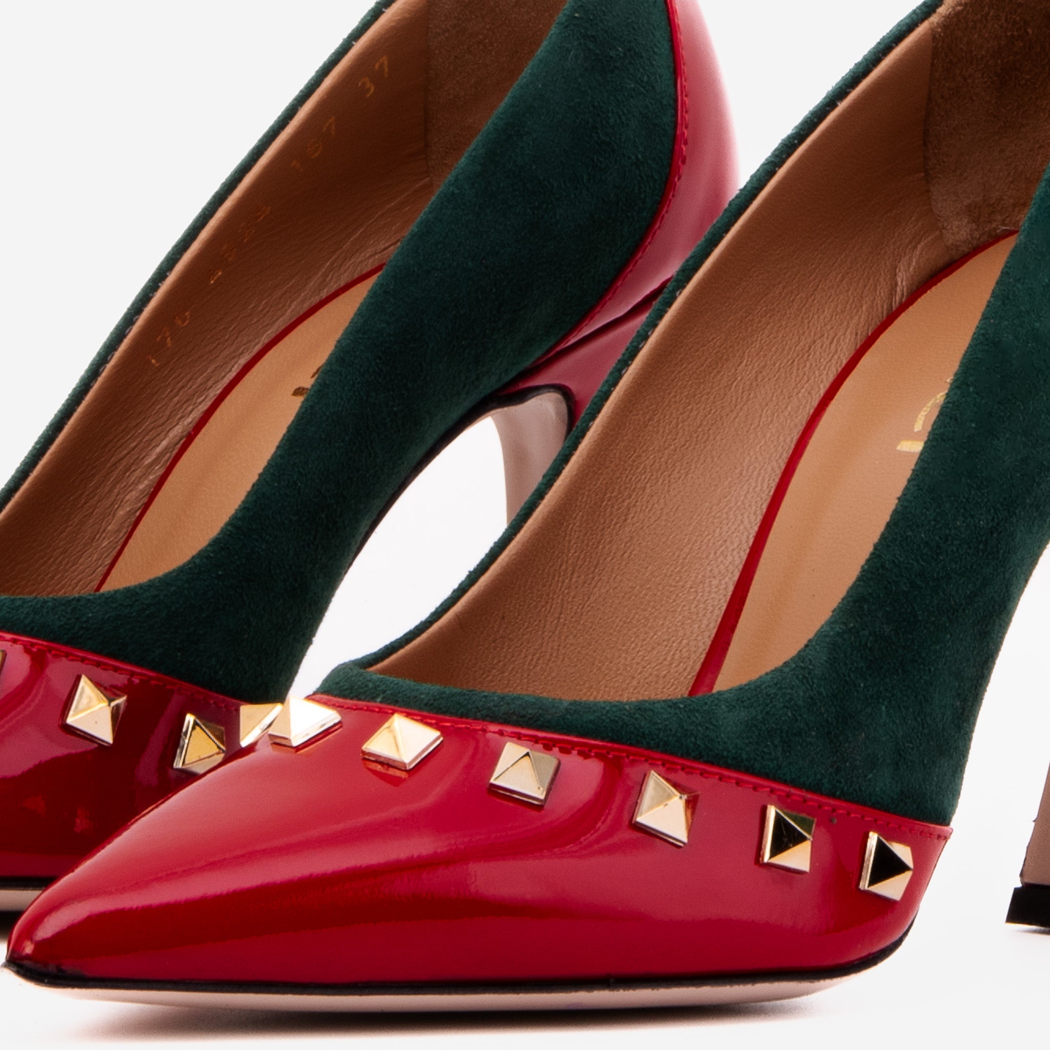 The Bella Vita Studded Red & Green Leather Pump Women Shoe